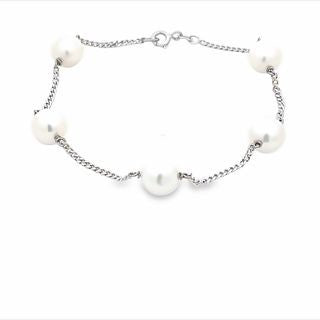 BRACELET 18CT WHITE GOLD FRESH WATER PEARL HAND CRAFTED