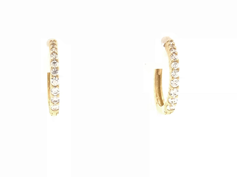 9ct Yellow Gold Swarovski cz Huggie Earrings 