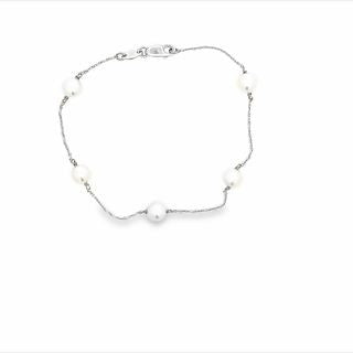 BRACELET 18CT WHITE GOLD PEARL BRACELET HAND CRAFTED