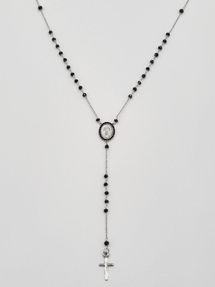 18ct White Gold & Onyx Rosary Necklace