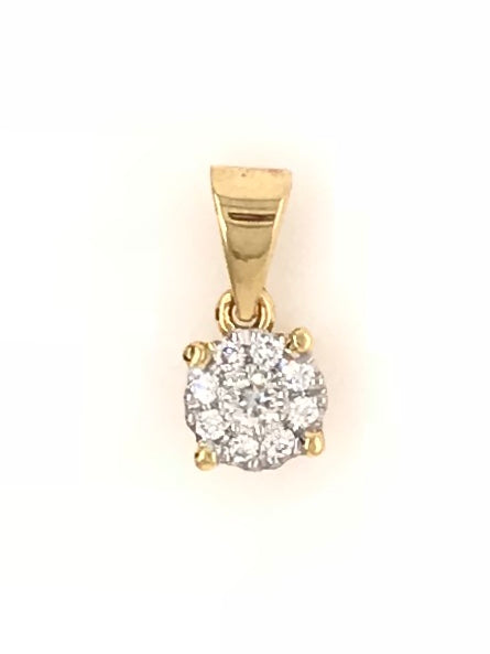 18CT YELLOW AND WHITE GOLD PENDANT PAVE DIAMOND SET HAND MADE