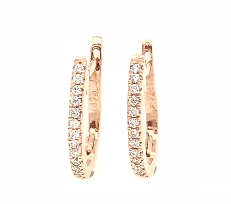 9CT ROSE GOLD HOOP EARRINGS CLAW SET BRILLIANT CUT DIAMONDS HAND CRAFTED 4