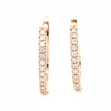 9CT ROSE GOLD HOOP EARRINGS CLAW SET BRILLIANT CUT DIAMONDS HAND CRAFTED 4