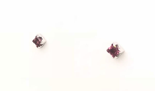 18CT WHITE GOLD PINK TOURMALINE STUDS HAND CRAFTED