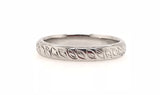 18CT WEDDER WHITE GOLD HAND CRAFTED FEATURING HAND ENGRAVING ALL THE WAY AROUND 3.2MM WIDE 