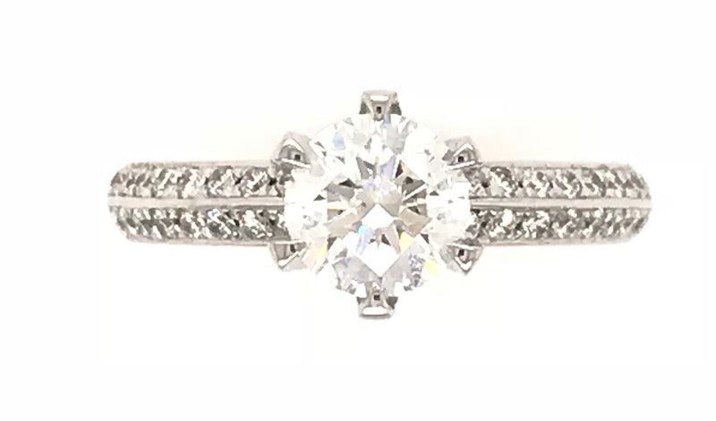 18CT WHITE GOLD BRILLIANT CUT DIAMOND BAND ENGAGEMENT RING CLAW SET PRINCESS CUT DIAMOND