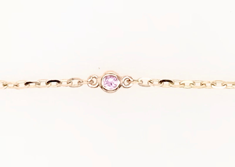 9CT ROSE AND YELLOW GOLD 3 STONE BRACELET BEZEL SET NATURAL PINK SAPPHIRES HAND CRAFTED