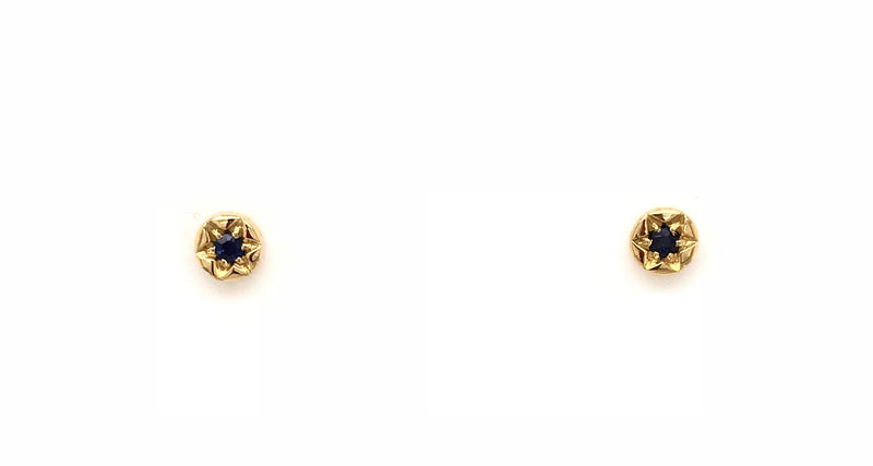 18CT YELLOW GOLD GEM STONE STUD EARRINGS HAND CRAFTED