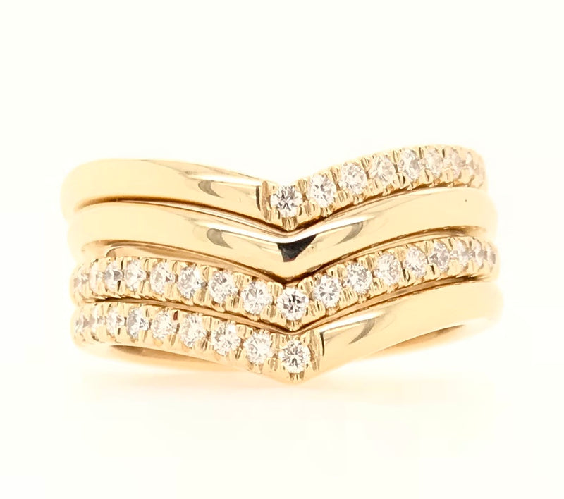 9CT YELLOW GOLD VICTORY V RING STACKABLE PLAIN HAND CRAFTED