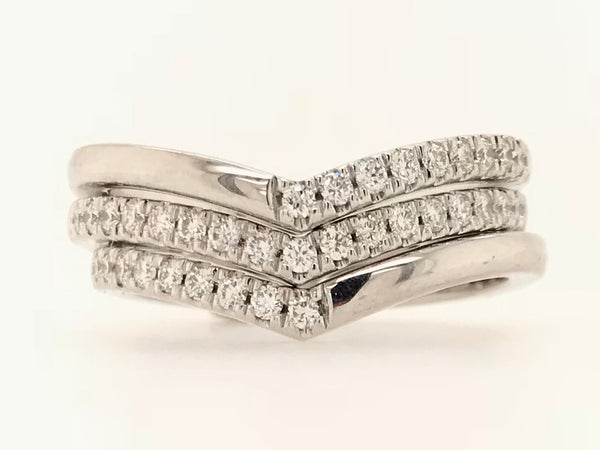 18CT WHITE GOLD SHIMMERING VICTORY RING CLAW SET BRILLIANT CUT DIAMONDS STACKABLE HAND CRAFTED