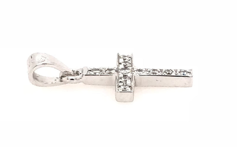 9CT WHITE GOLD CROSS PAVE' SET BRILLIANT CUT DIAMONDS HAND CRAFTED