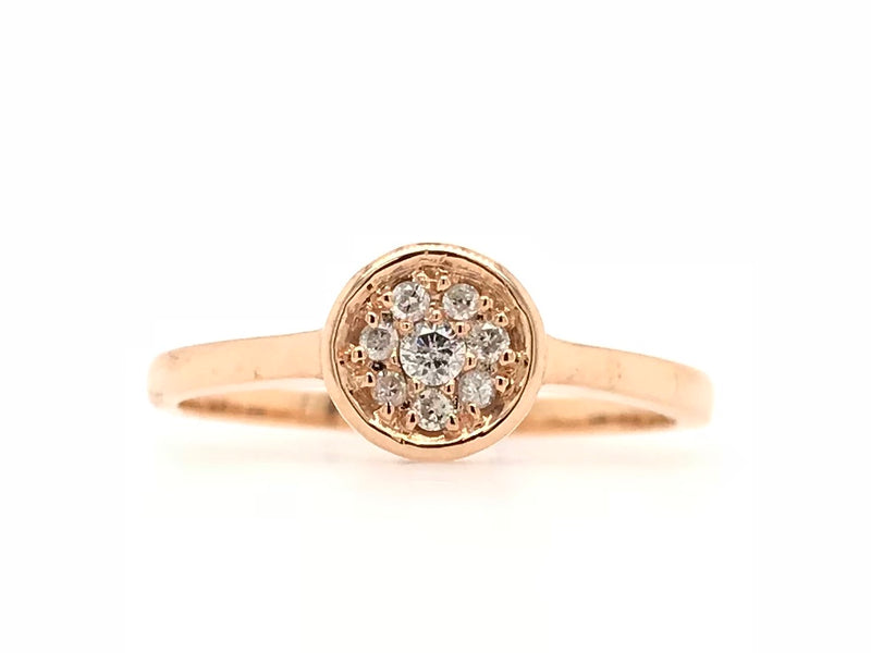 9CT ROSE GOLD SPOT ME ROUND TOP RING CHILD / ADULT PAVÉ SET BRILLIANT CUT DIAMONDS HAND CRAFTED 