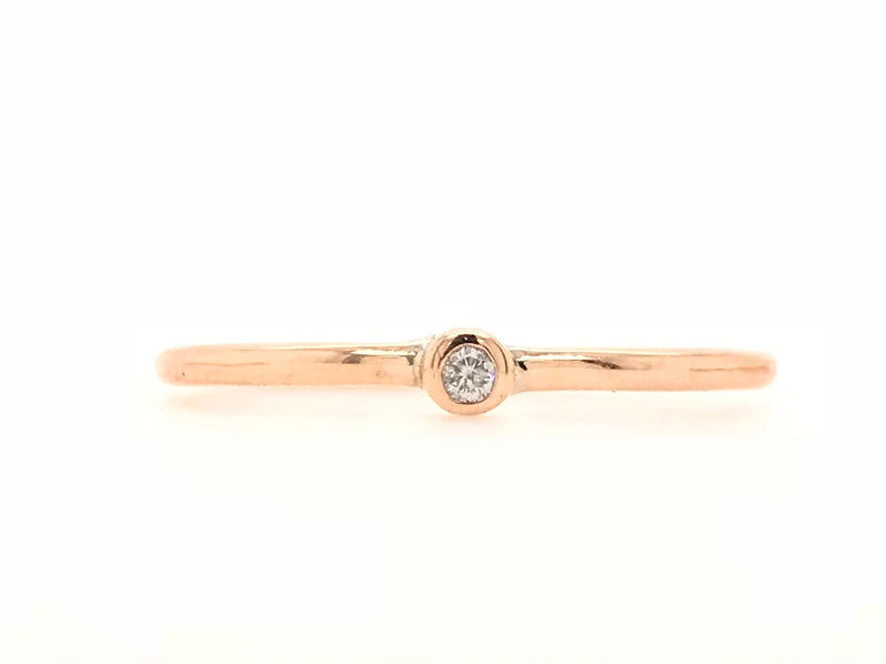 9CT ROSE GOLD BIRTHSTONE STACKABLE RING CHILD / ADULT BRILLIANT CUT DIAMOND GYPSY SET HAND CRAFTED