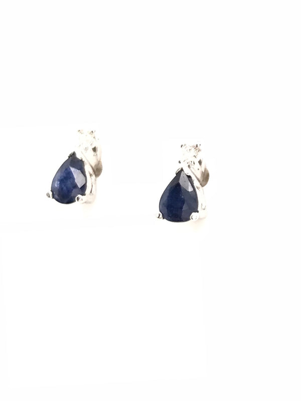 9ct White Gold Gem Stone Stud Earrings 16