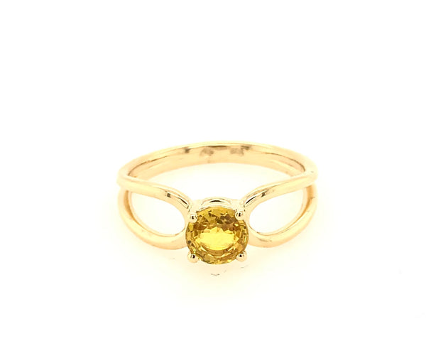 18CT YELLOW GOLD CLAW SET CHILD / ADULT DRESS RING BRILLIANT CUT YELLOW SAPPHIRE HAND CRAFTED