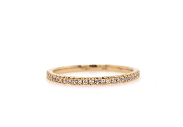 18CT YELLOW GOLD WEDDING BAND / RING CLAW SET BRILLIANT CUT DIAMONDS STACKABLE HAND CRAFTED