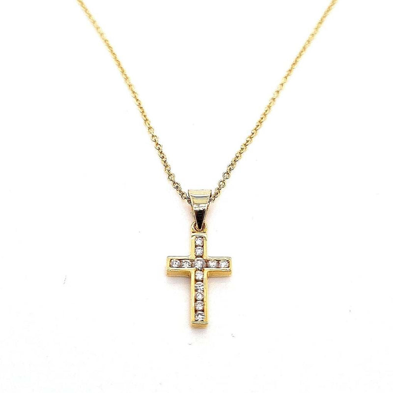 18ct Yellow Gold Diamond Cross