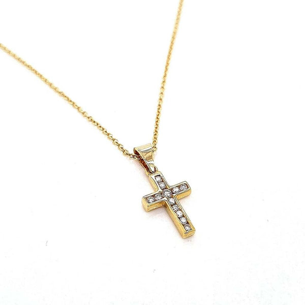 18ct Yellow Gold Diamond Cross