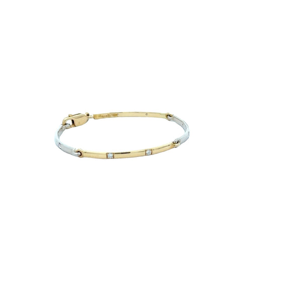 CHILD 18CT YELLOW AND WHITE GOLD BANGLE 4 BARS GYPSIE SET FEATURING NATURAL BRILLIANT CUT DIAMONDS HAND CRAFTED BY CRICELLI