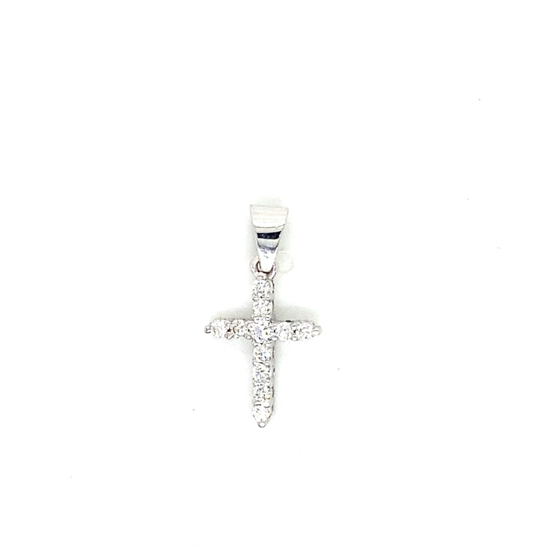 18CT WHITE GOLD DIAMOND CROSS DIAMONDS CLAW SET 