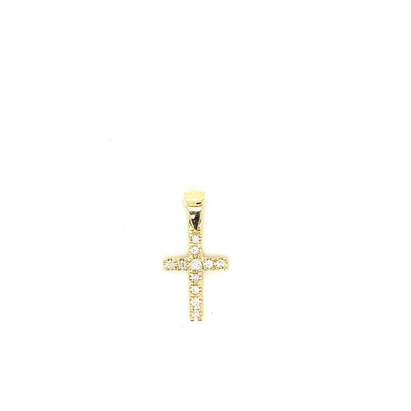 18CT YELLOW GOLD CROSS CLAW SET DIAMONDS HAND CRAFTED 4