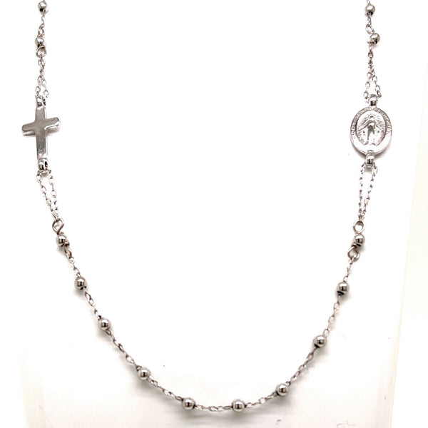 18CT WHITE GOLD ROSARY CHAIN IMPORTED