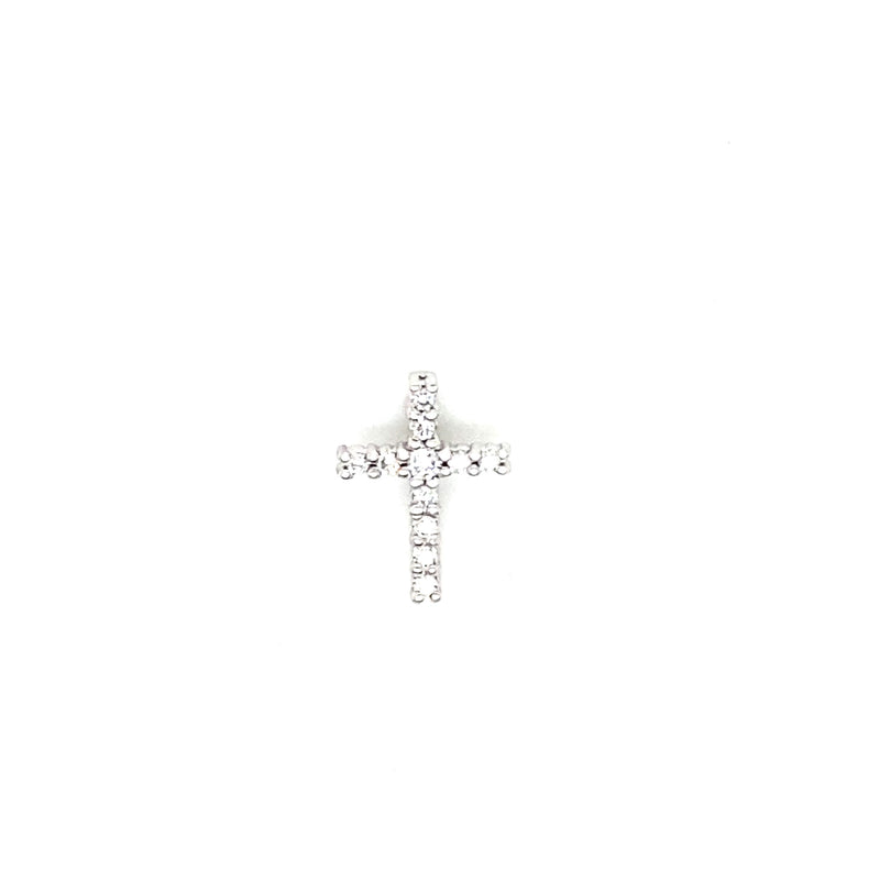 18CT WHITE GOLD CROSS CLAW SET  WITH 11 DIAMONDS HAND CRAFTED