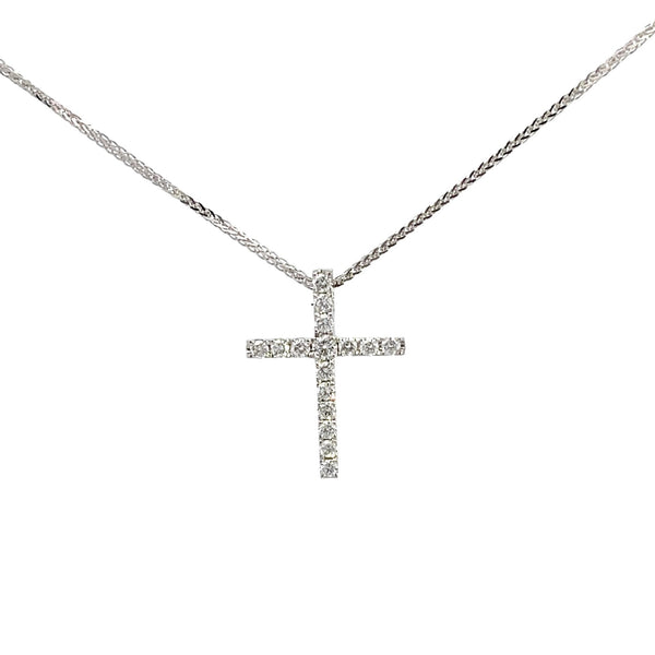 CROSS 18CT WHITE GOLD CLAW SET BRILLIANT CUT DIAMONDS HAND CRAFTED 7