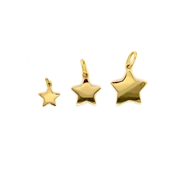 18CT YELLOW GOLD FLAT STAR PENDANT HAND CRAFTED 4