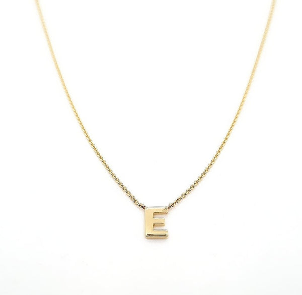 NECKLACE 18CT YELLOW GOLD INITIAL E NECKLACE HAND CRAFTED