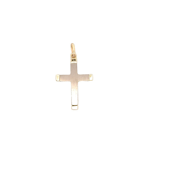 CROSS 18CT YELLOW AND WHITE GOLD DOUBLE CROSS 26MM X 20MM WITHOUT BAIL HAND CRAFTED BY CRICELLI