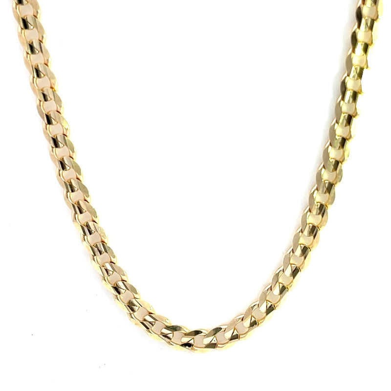 9CT YELLOW GOLD CURBY OVAL CONCAVE LINK CHAIN 55CM LONG ITALIAN MADE 4