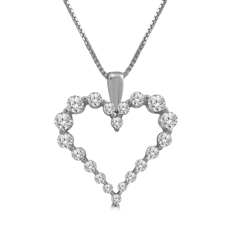 10CT WHITE GOLD CUT OUT HEART PENDANT CLAW SET BRILLIANT CUT DIAMONDS IMPORTED