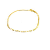 9CT YELLOW GOLD CURBY LINK BRACELET HOLLOW 22CM LONG ITALIAN MADE