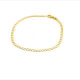 9CT YELLOW GOLD CURBY LINK HOLLOW BRACELET 19CM LONG ITALIAN MADE
