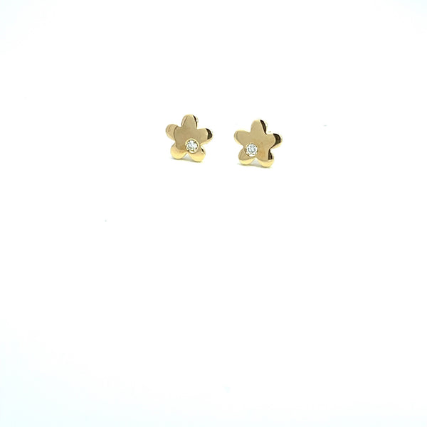 18CT YELLOW GOLD 5 SIDE DAISY STUD EARRINGS BRILLIANT CUT DIAMONDS HAND CRAFTED