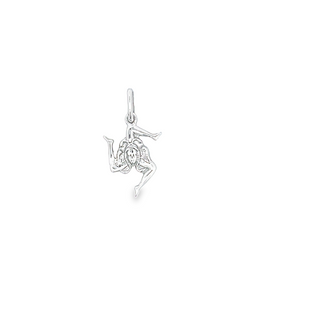 TRINACRIA PENDANT 18CT WHITE GOLD DOUBLE SIDED SOLID HAND CRAFTED