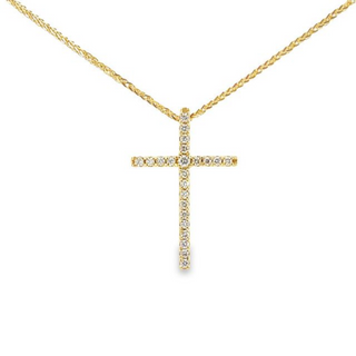 CROSS 18CT YELLOW GOLD BRILLIANT CUT DIAMONDS CLAW SET HAND CRAFTED 4