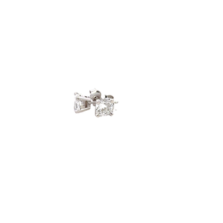 EARRINGS STUDS 18CT WHITE GOLD 2 LAB GROWN DIAMONDS CUSHION CUT 2.01CT EVS1 CLAW SET HAND CRAFTED