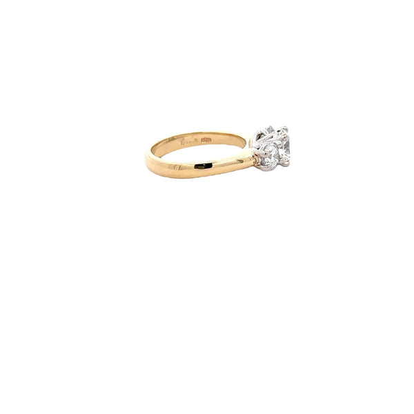 RING TRILOGY 18CT YELLOW AND WHITE GOLD LAB GROWN BRILLIANT CUT DIAMONDS CLAW SET HAND CRAFTED BY CRICELLI