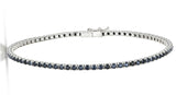 BRACELET 18CT WHITE GOLD TENNIS BRACELET GENTS CLAW SET BLACK CUBIC ZIRCONIA STONES ITALIAN MADE