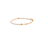 CHILD 18CT YELLOW AND WHITE GOLD BANGLE 4 BARS GYPSIE SET FEATURING NATURAL BRILLIANT CUT DIAMONDS AND PINK SAPPHIRES HAND CRAFTED BY CRICELLI