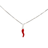 PENDANT S/SILVER CORNICELLO RED ENAMEL ITALIAN MADE