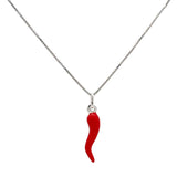 PENDANT S/SILVER CORNICELLO RED ENAMEL ITALIAN MADE