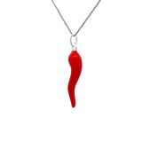 PENDANT S/SILVER CORNICELLO PENDANT RED ENAMEL ITALIAN MADE