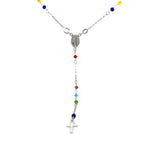 ROSARY S/SILVER MULTICOLOURED STONES  MIRACULOUS MEDAL AND CROSS ITALIAN MADE